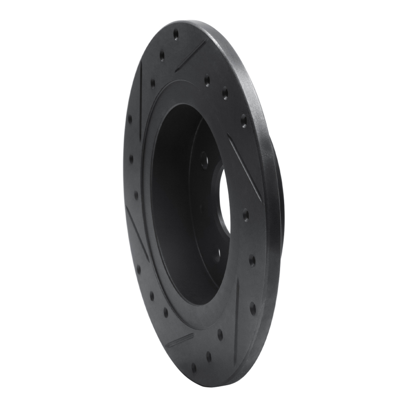 Kia Sephia Brake Rotor (1) - Rear Right - R1 Concepts - Drilled & Slotted - Black - `98-`03